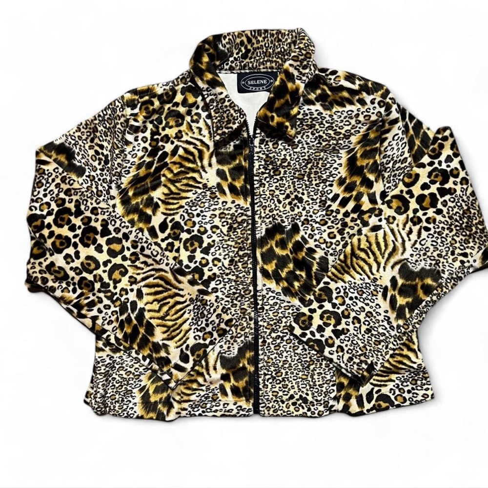 Vintage Leopard Zip Up Jacket